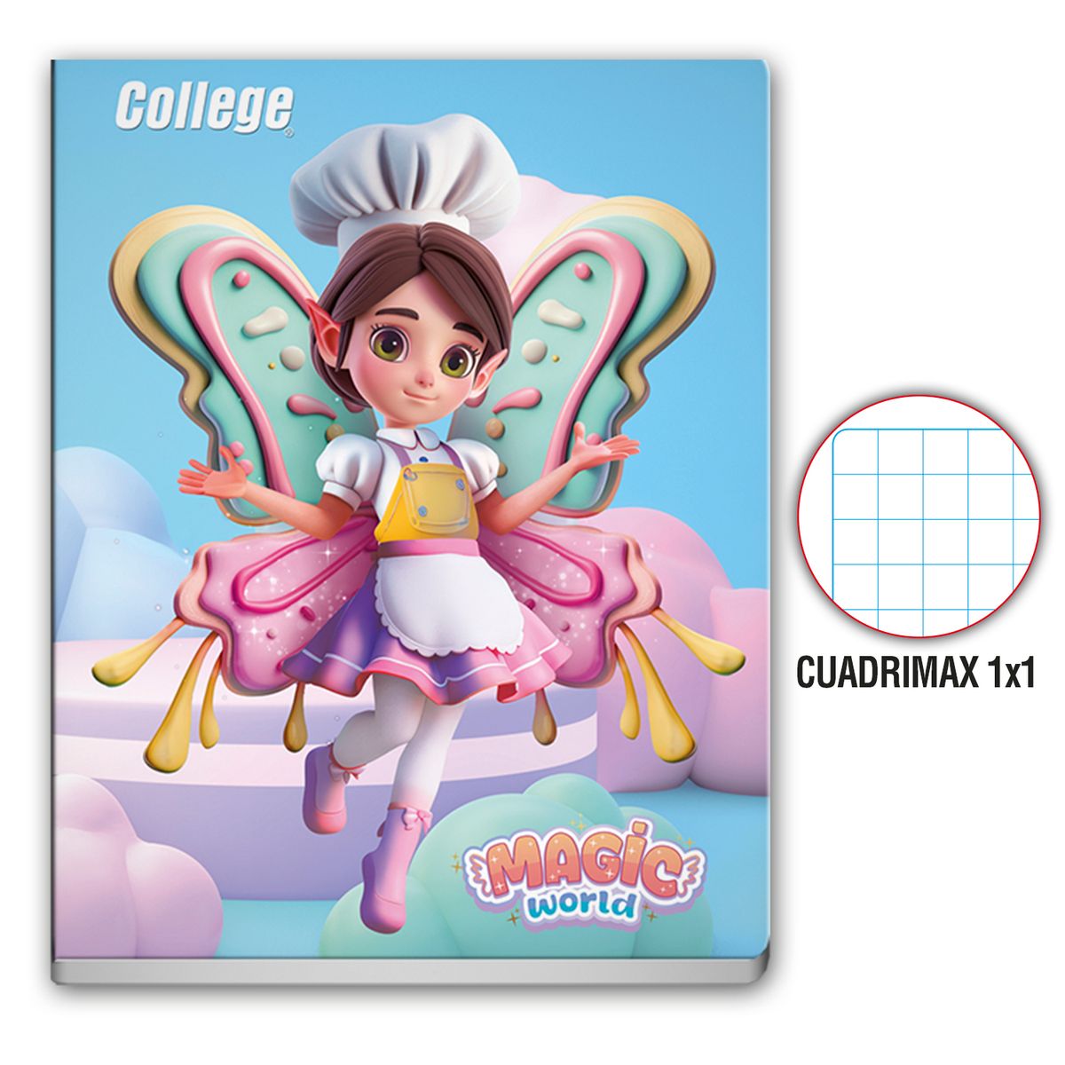 COLLEGE - Cuaderno Cuadrimax 1 x 1 College Magic World Deluxe 80 Hojas
