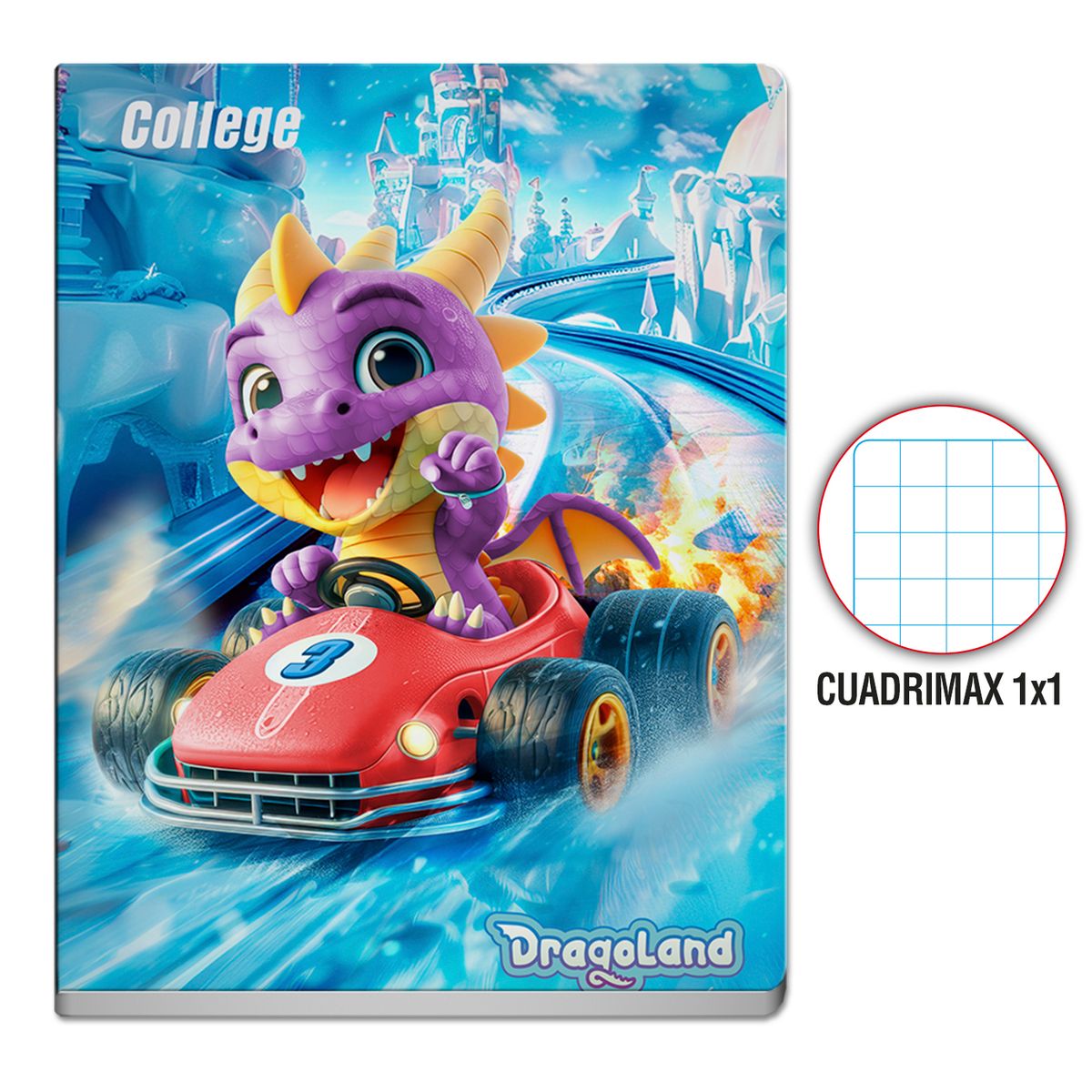 COLLEGE - Cuaderno Cuadrimax 1 x 1 College Dragoland Deluxe 80 Hojas