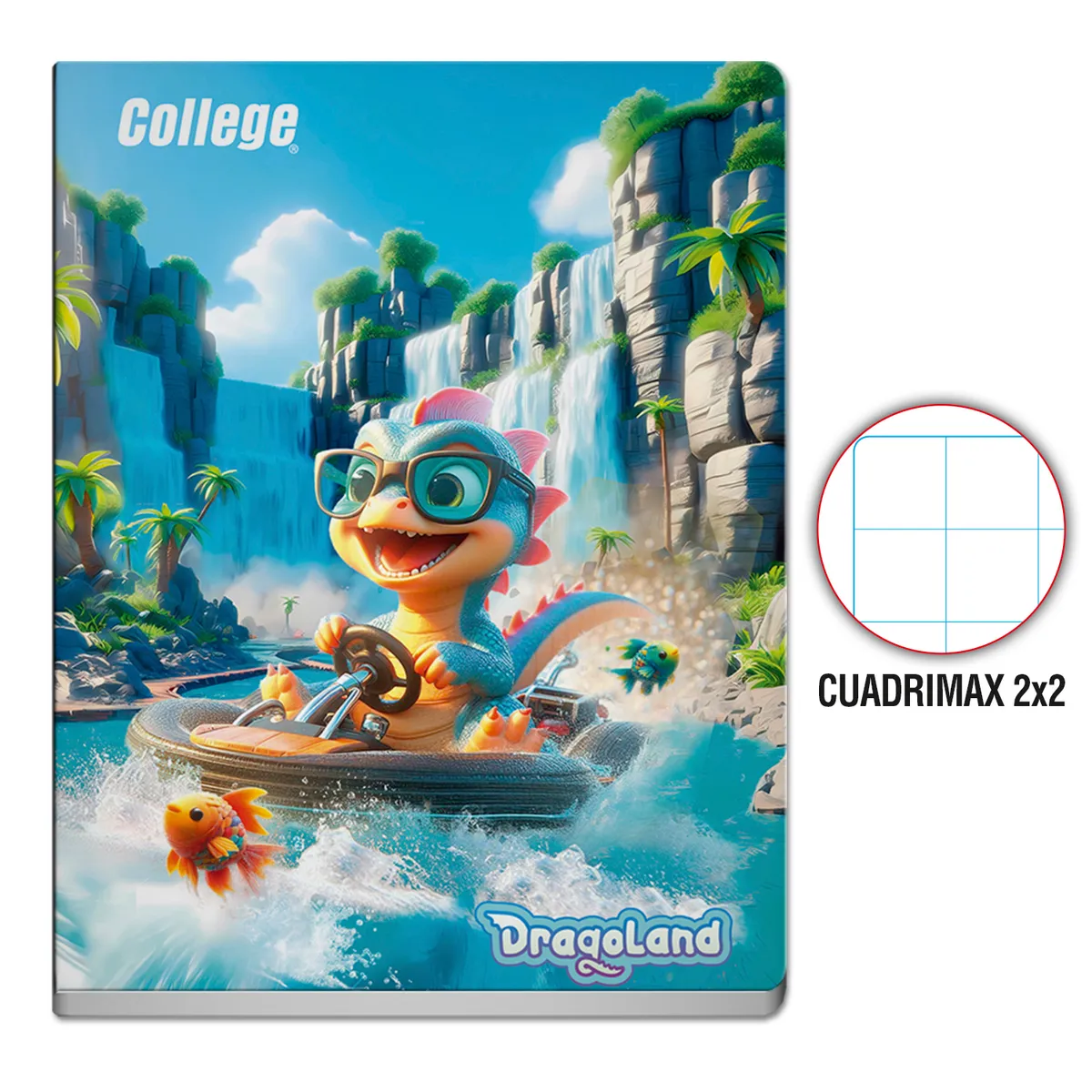 COLLEGE - Cuaderno Cuadrimax 2 x 2 College Dragoland Deluxe 80 Hojas