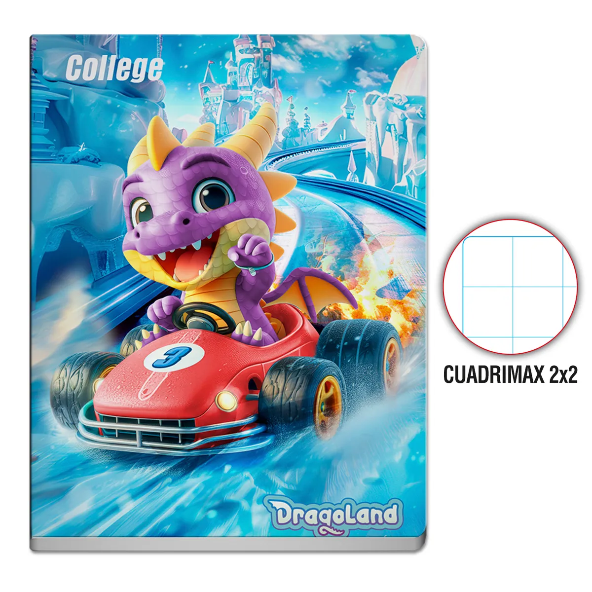 COLLEGE - Cuaderno Cuadrimax 2 x 2 College Dragoland Deluxe 80 Hojas