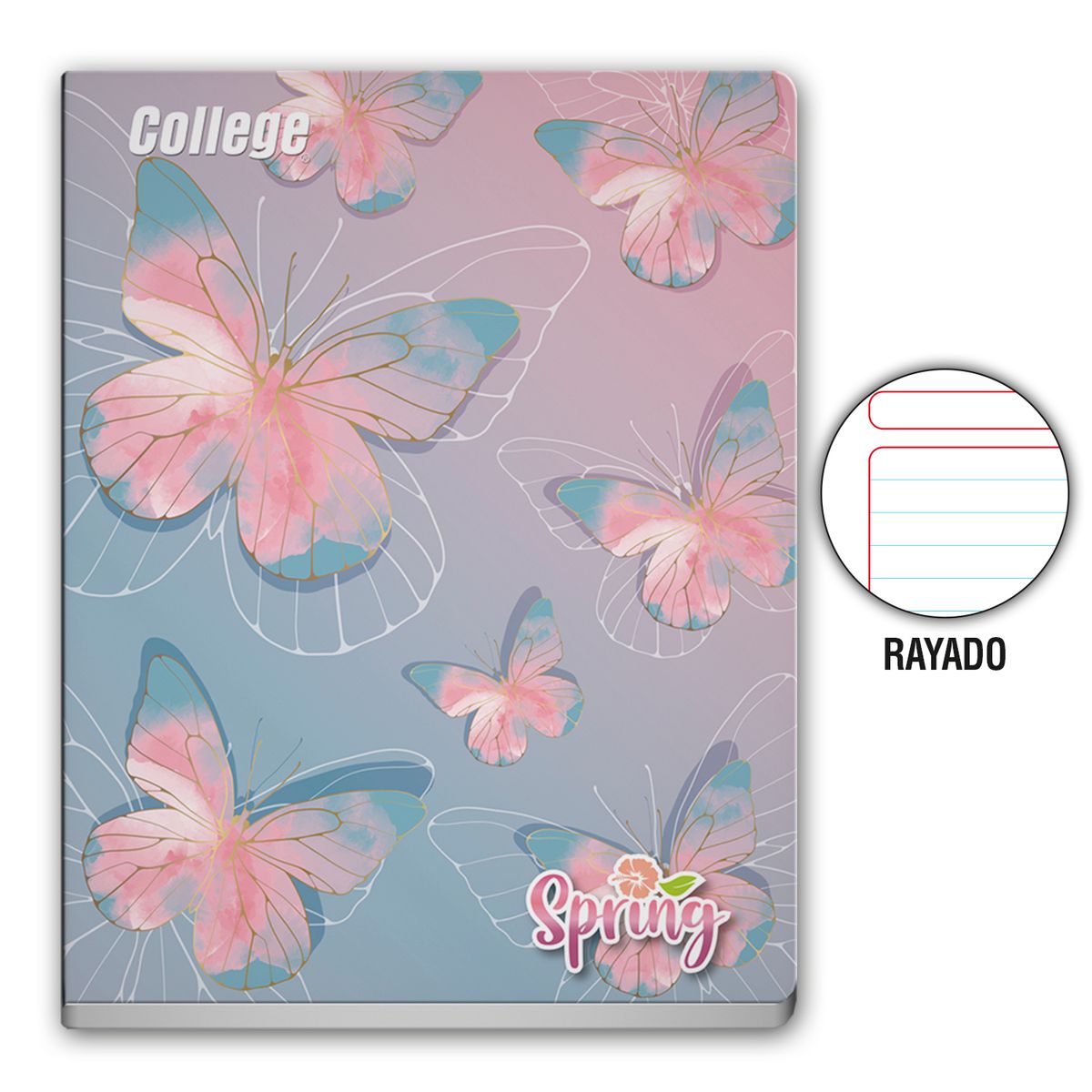 COLLEGE - Cuaderno Rayado College Spring Deluxe 80 Hojas