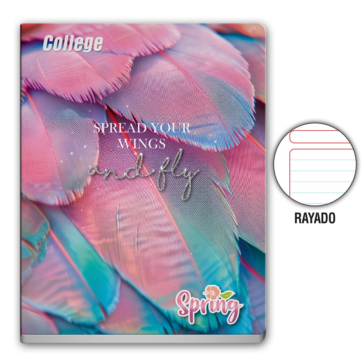 COLLEGE - Cuaderno Rayado College Spring Deluxe 80 Hojas