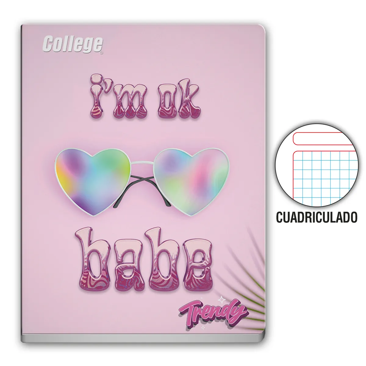 COLLEGE - Cuaderno Cuadriculado College Trendy Girl Deluxe 80 Hojas