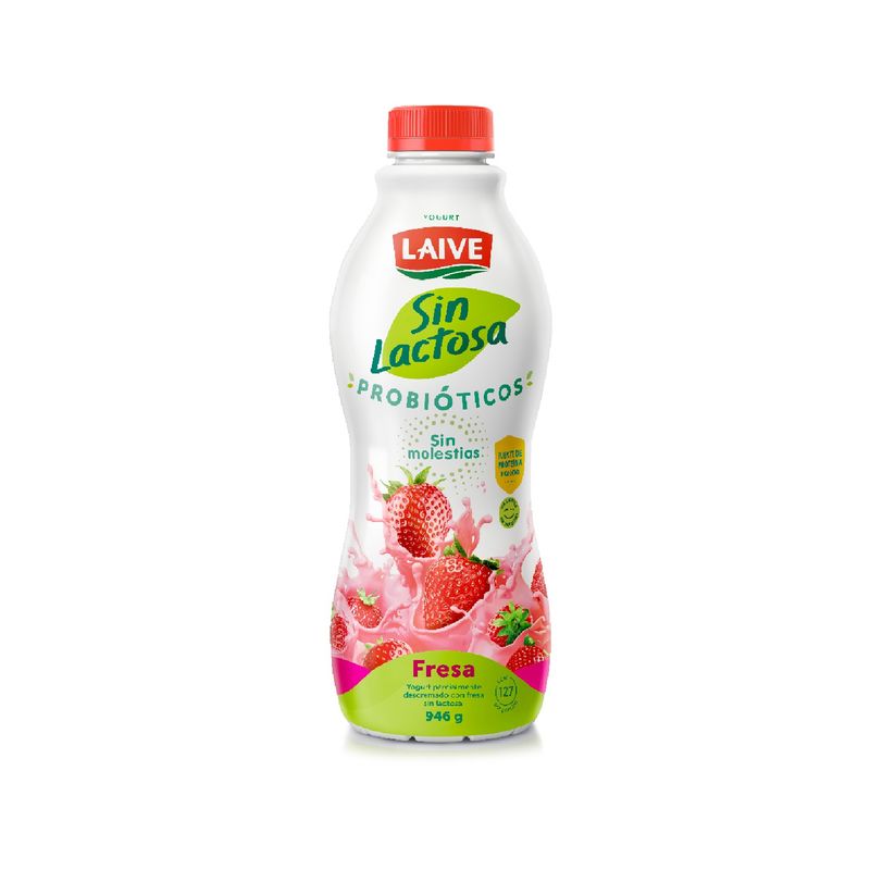 LAIVE - Yogurt Laive Sin Lactosa Probióticos Fresa Botella 946 g