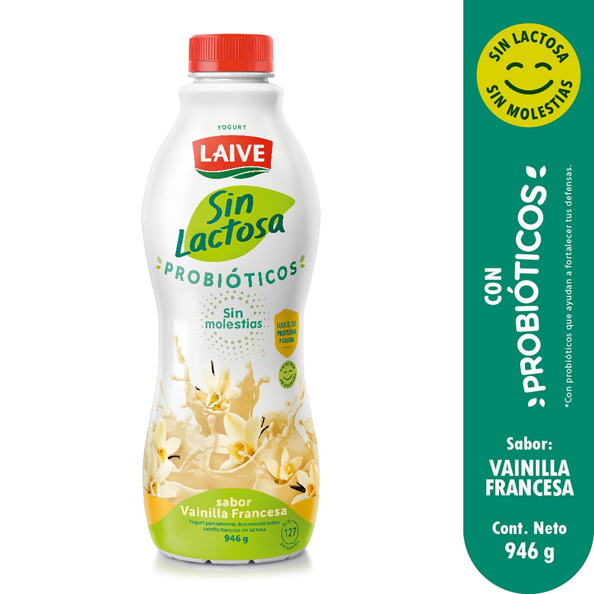 LAIVE - Yogurt Sin Lactosa Laive Vainilla Botella 946 g