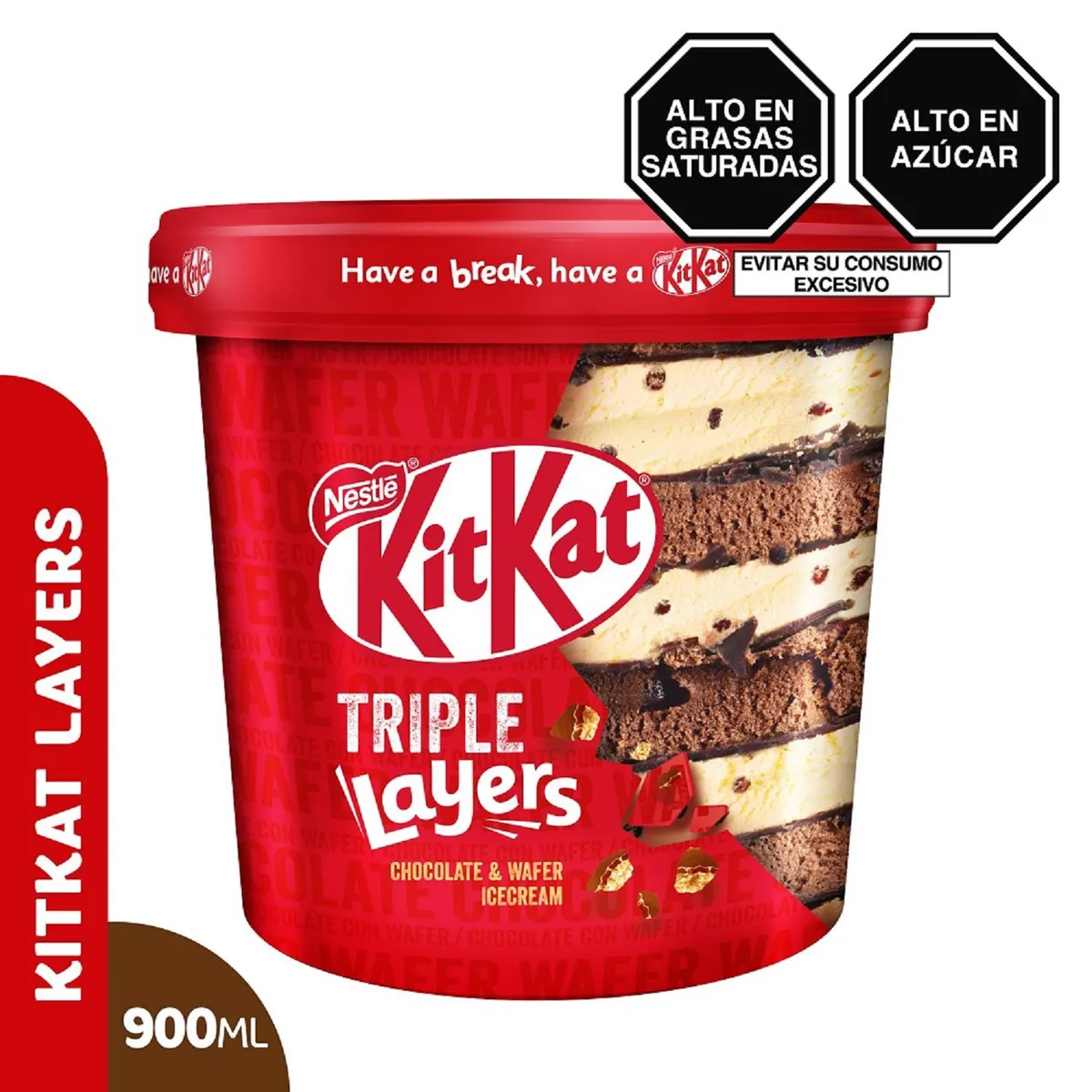 KIT KAT - Helado Kit Kat Triple Layers Pote 900 mL