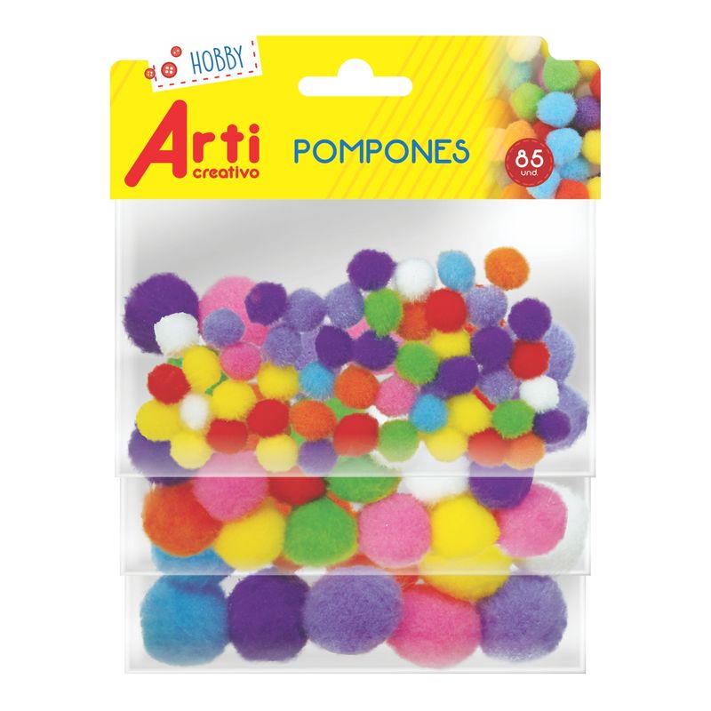 ARTI CREATIVO - Pompones Arti Creativo Colores Básicos Bolsa 85 Und