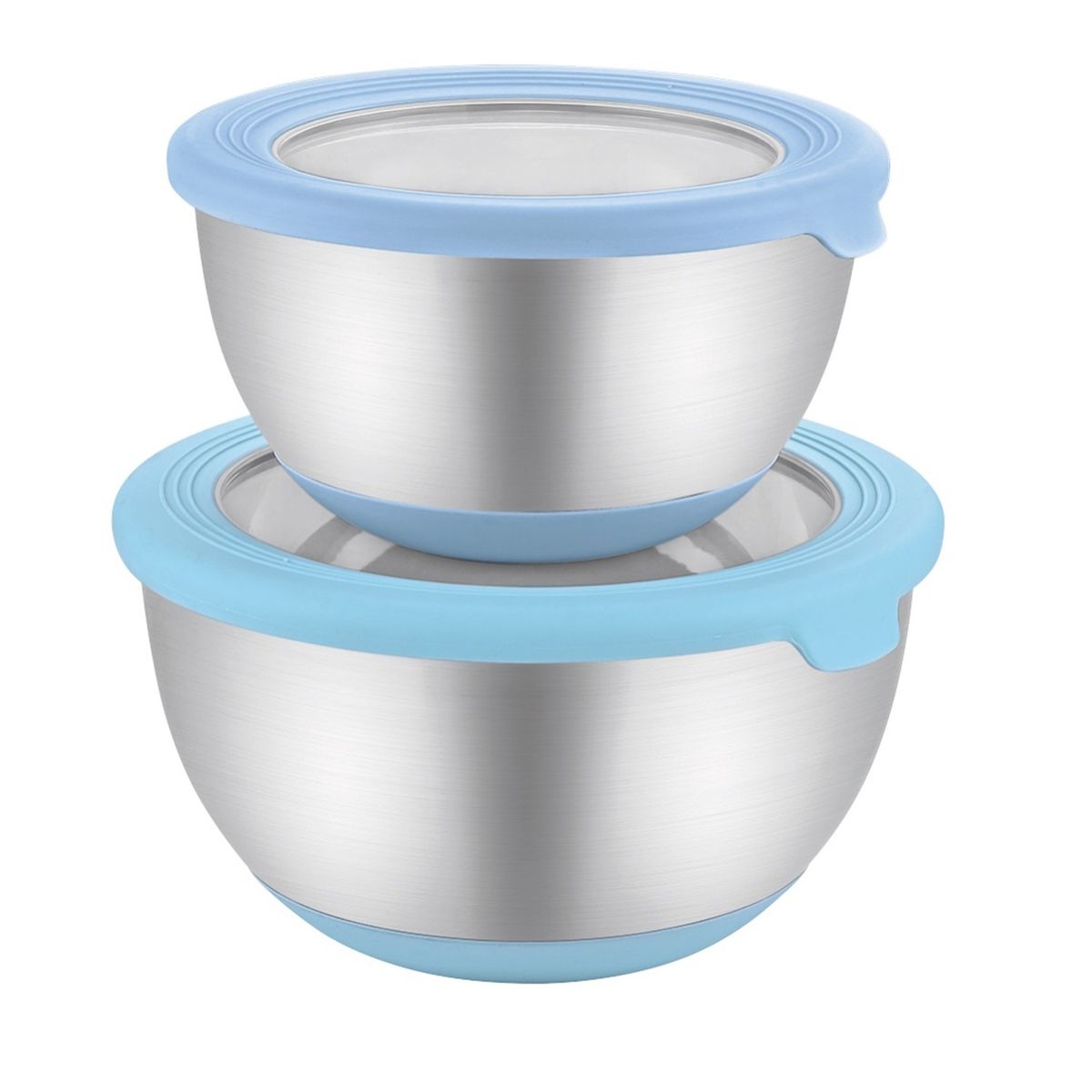 CASA JOVEN - Set Bolos con Tapa Acero Inoxidable con Base de Silicona 2 Piezas
