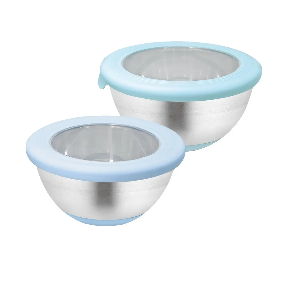 CASA JOVEN - Set Bolos con Tapa Acero Inoxidable con Base de Silicona 2 Piezas
