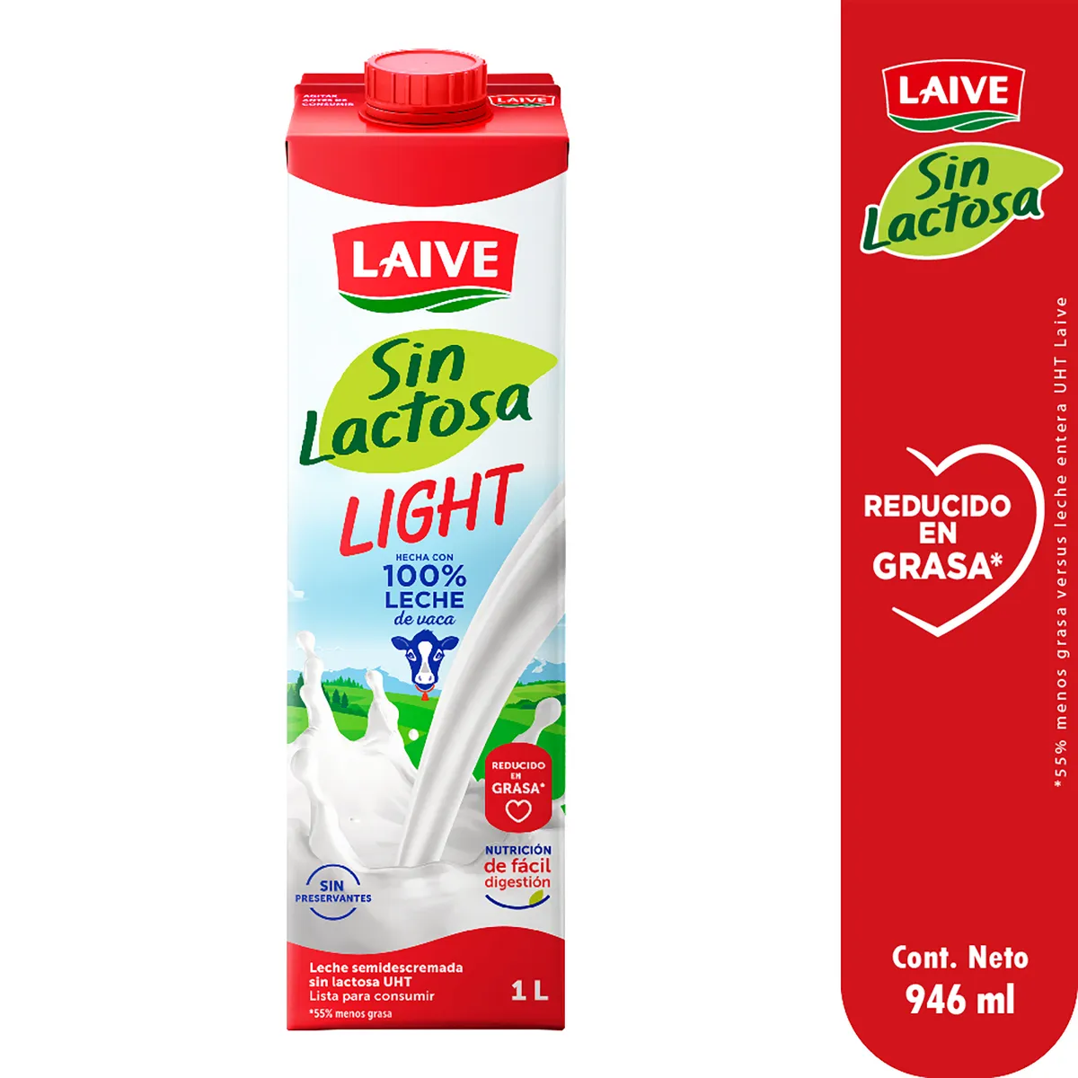 LAIVE - Leche Laive Light Sin Lactosa Caja 946 mL