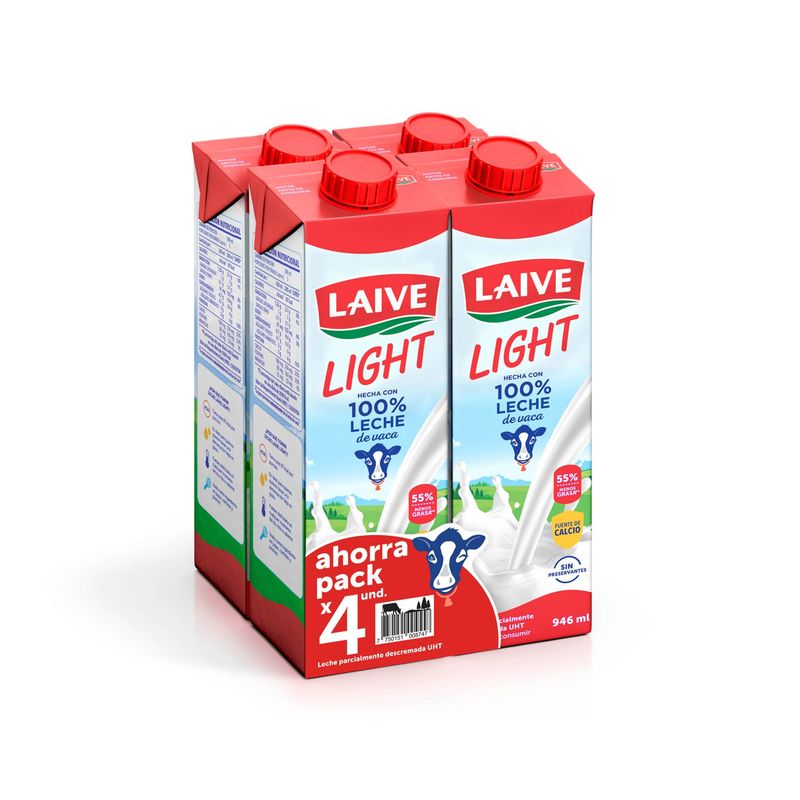 LAIVE - Fourpack Leche Light Laive x 946 mL