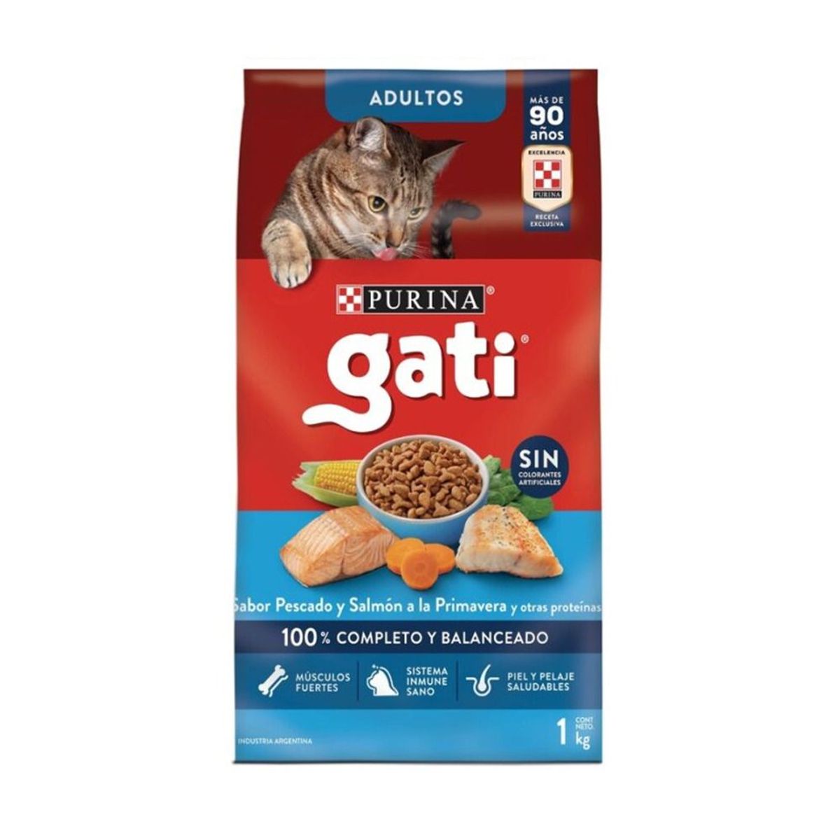 GATI - Alimento Seco Gatos Adultos Gati Pescado y Salmón Bolsa 1 Kg