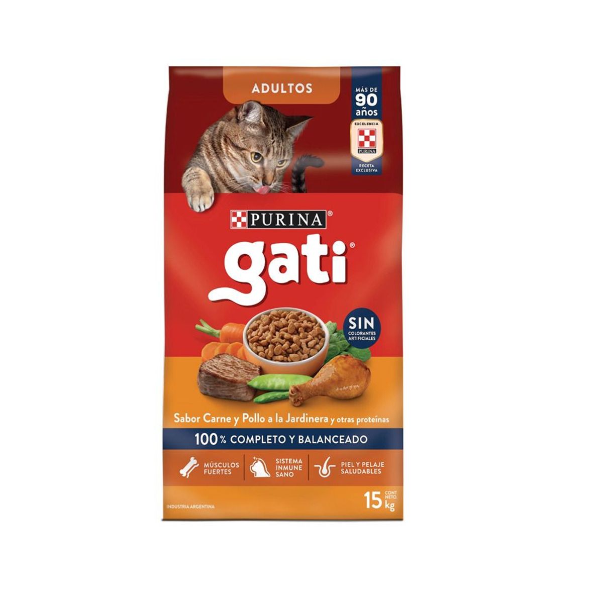 GATI - Alimento Seco Gatos Adultos Gati Carne y Pollo Bolsa 15 Kg