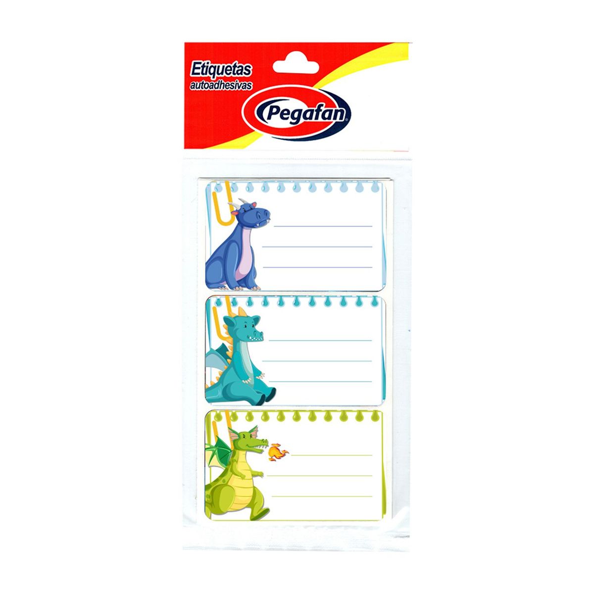 PEGAFAN - Etiquetas Pegafan Escolar Dinos Bolsa 12 Und