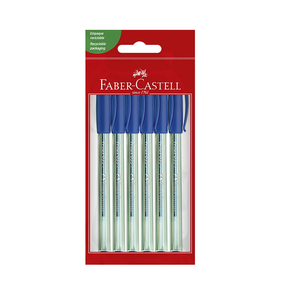 FABER CASTELL - Lapiceros Faber Castell Trilux 032F Azul Empaque 6 Und