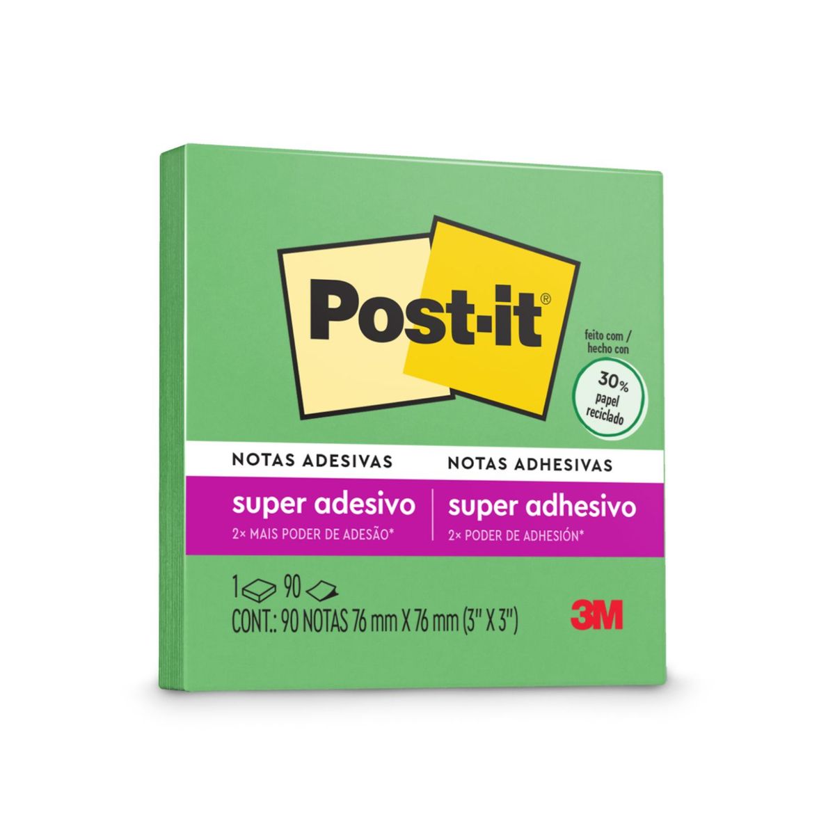 POST IT - Notas Adhesivas Post It 76 mm Color Verde Empaque 90 Hojas