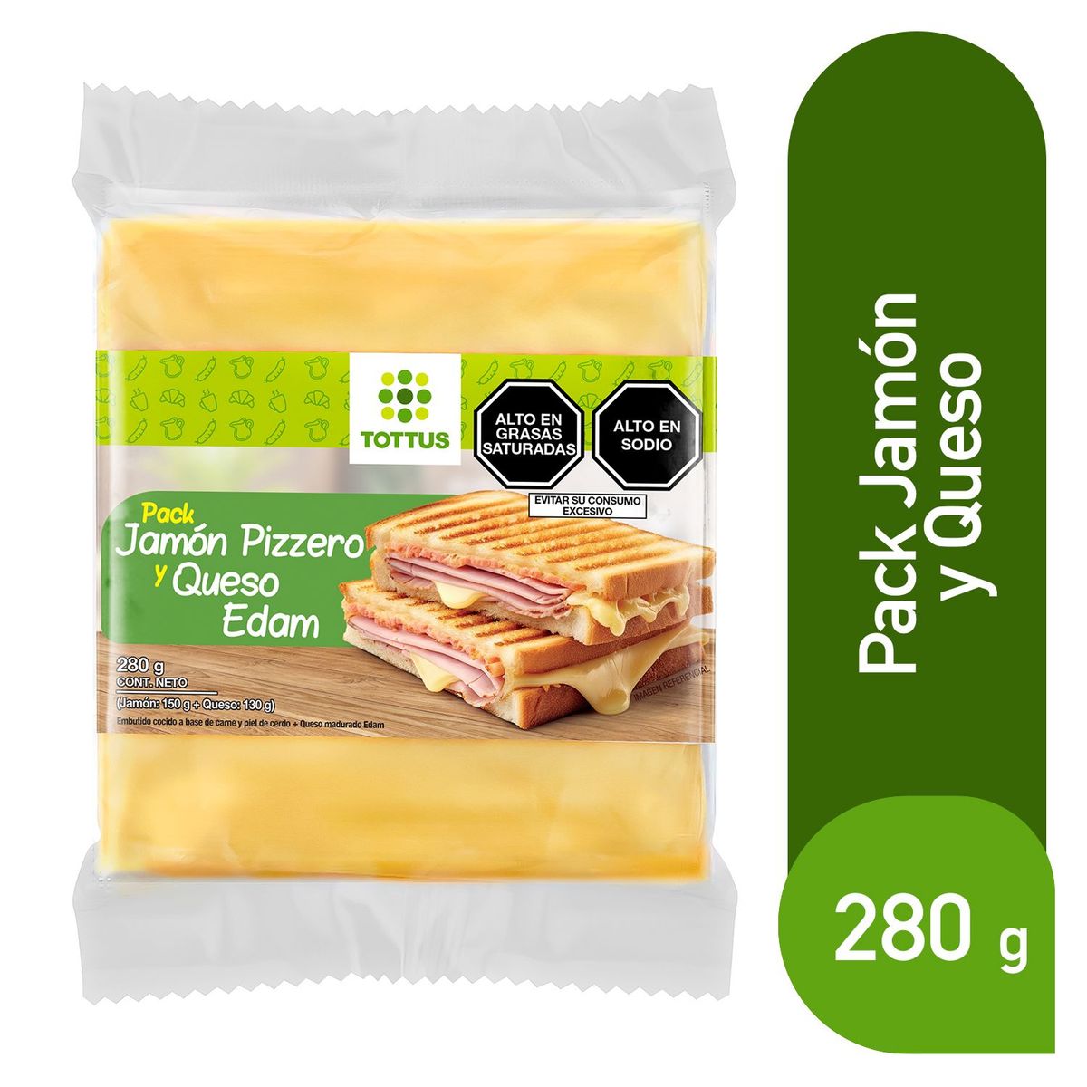 TOTTUS - Pack Tottus Jamón Pizzero 150 g + Queso Edam 130 g