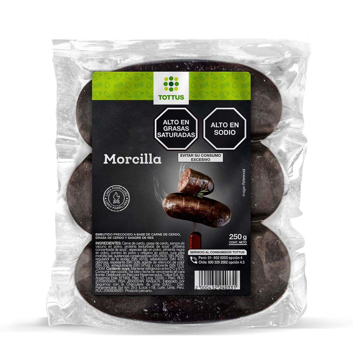TOTTUS - Morcilla Tottus Empaque 250 g