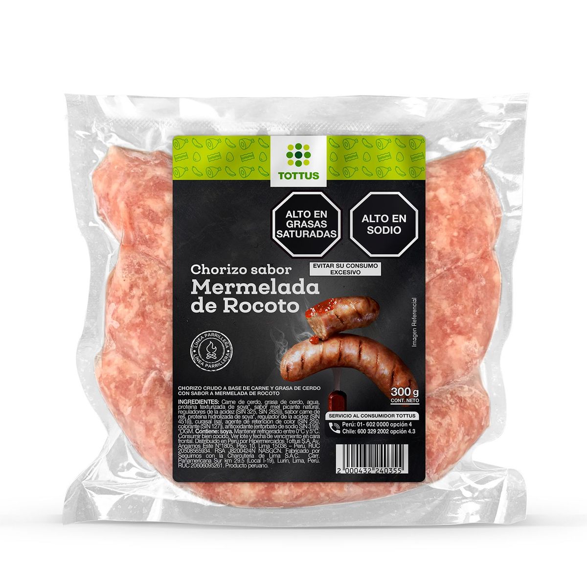 TOTTUS - Chorizo Sabor Mermelada de Rocoto Tottus Empaque 300 g