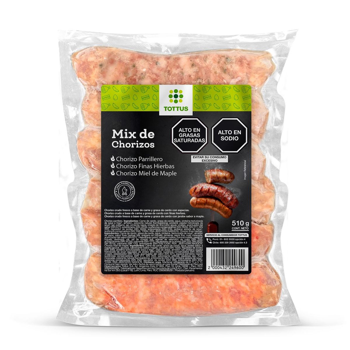 TOTTUS - Mix de Chorizos Tottus Empaque 510 g
