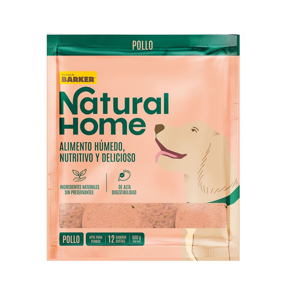 NATURAL HOME - Hamburguesa de Pollo para Mascotas Natural Home Empaque 600 g