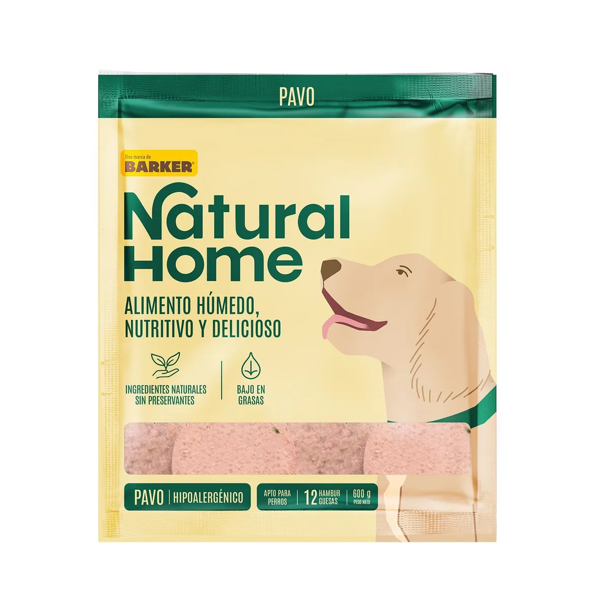 NATURAL HOME - Hamburguesa de Pavo para Mascotas Natural Home Empaque 600 g