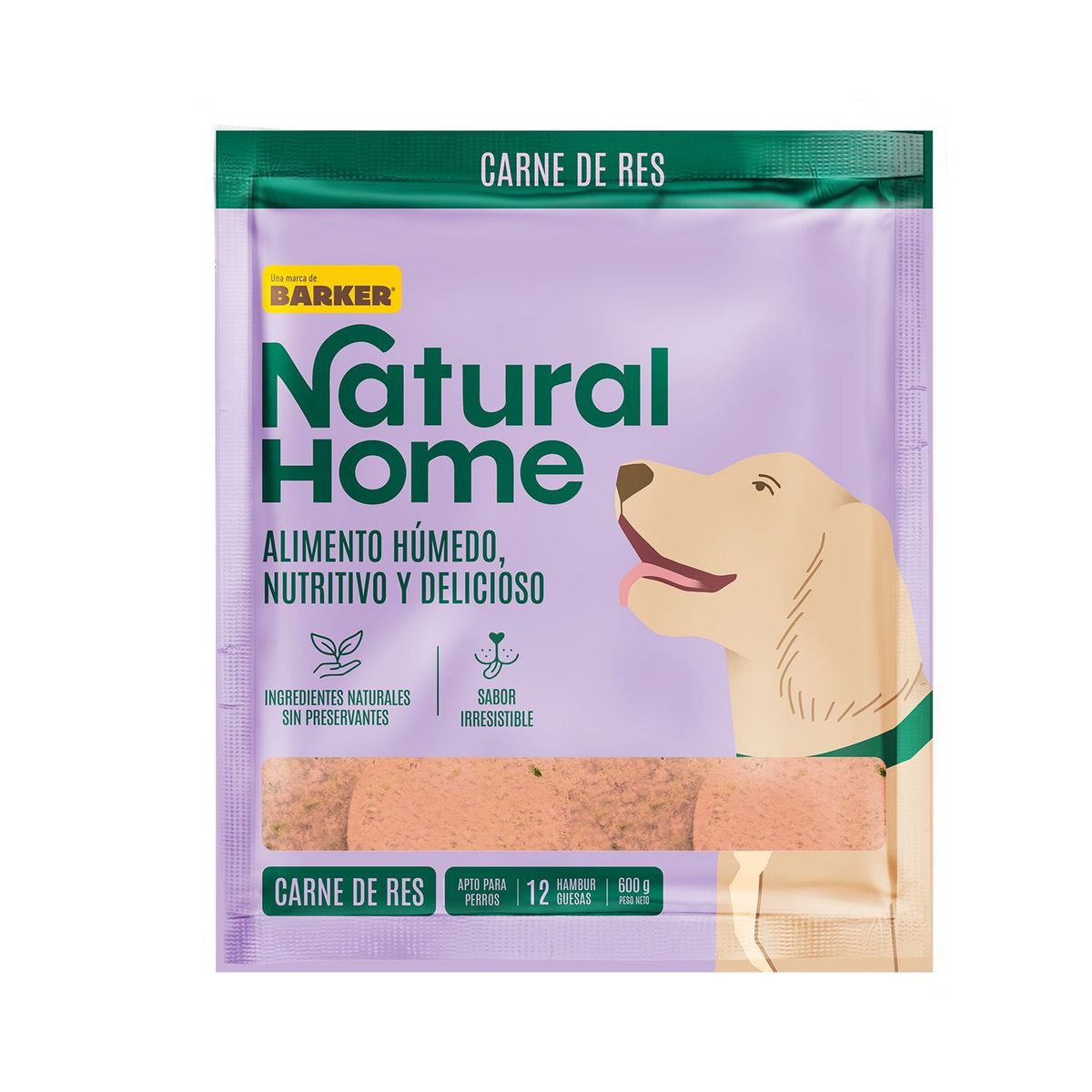 NATURAL HOME - Hamburguesa de Res para Mascotas Natural Home Empaque 600 g