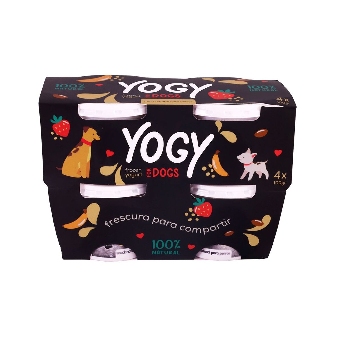 NATURAL HOME - Frozen Yogurt para Mascota Yogy Fresa Plátano Pack 4 Und