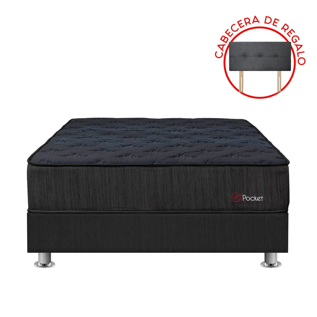 FORLI - Cama Americana Forli Pocket Negro 2Plz