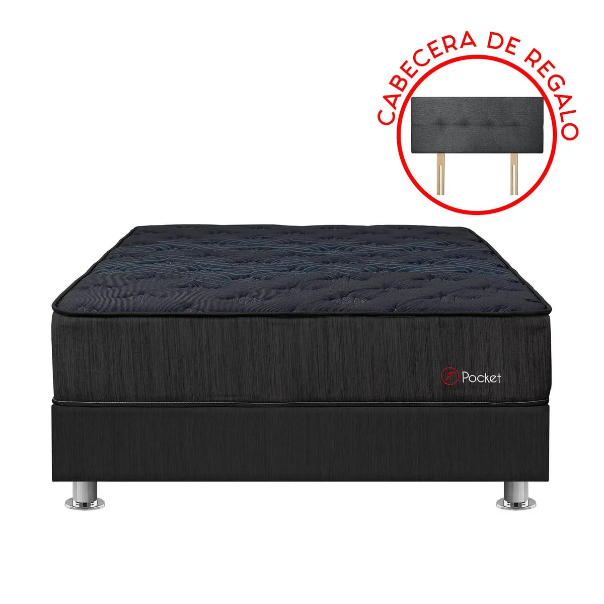 FORLI - Cama Americana Forli Pocket Negro Queen