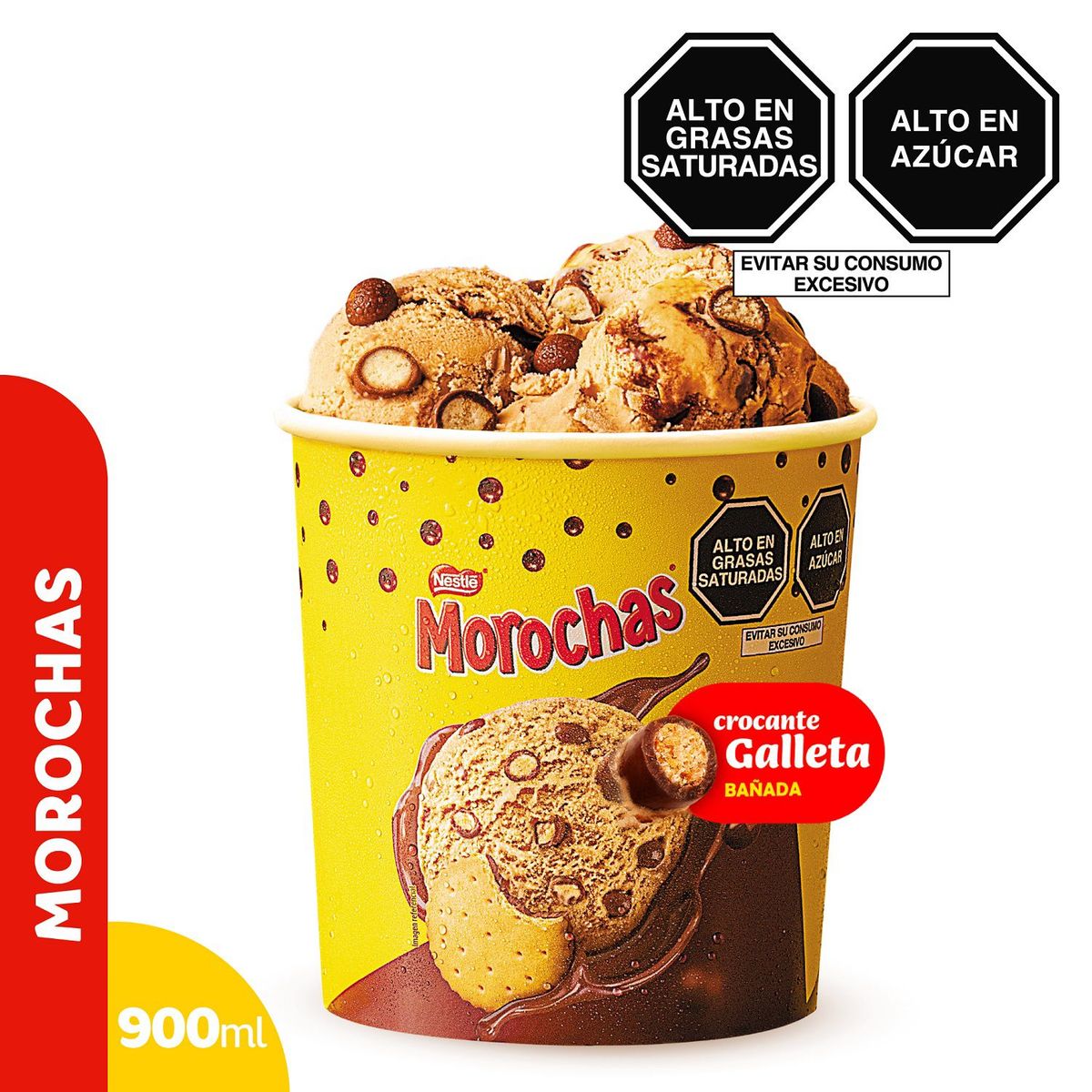 NESTLE - Helado Morochas Chocolate con Galleta Sabor Vainilla Pote 900 mL