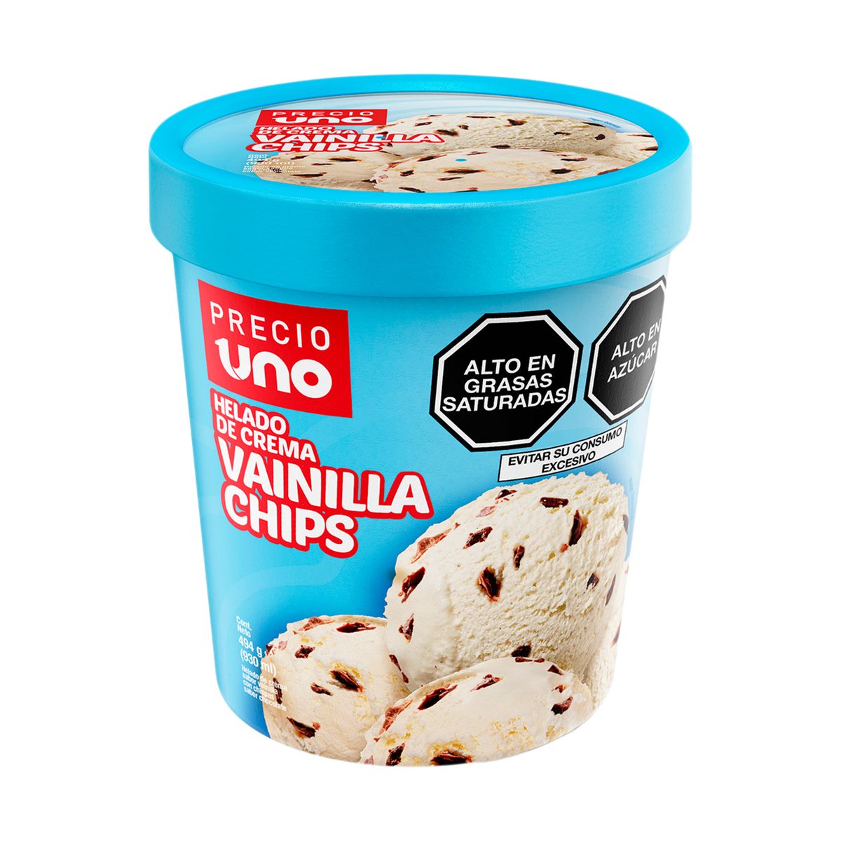 PRECIO UNO - Helado Crema Precio Uno Vainilla Chips Pote 930 mL