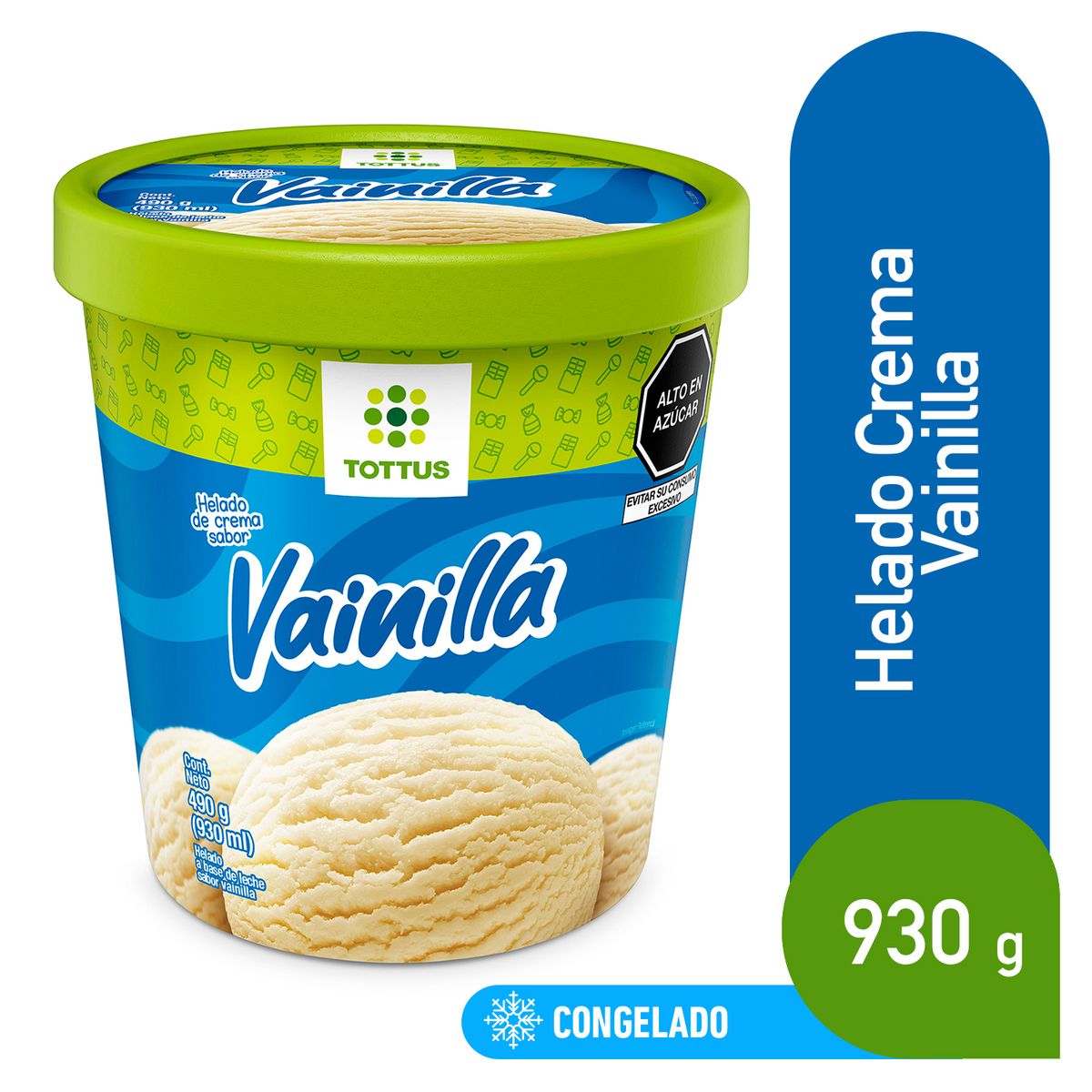 TOTTUS - Helado de Crema Vainilla Tottus Pote 930 mL