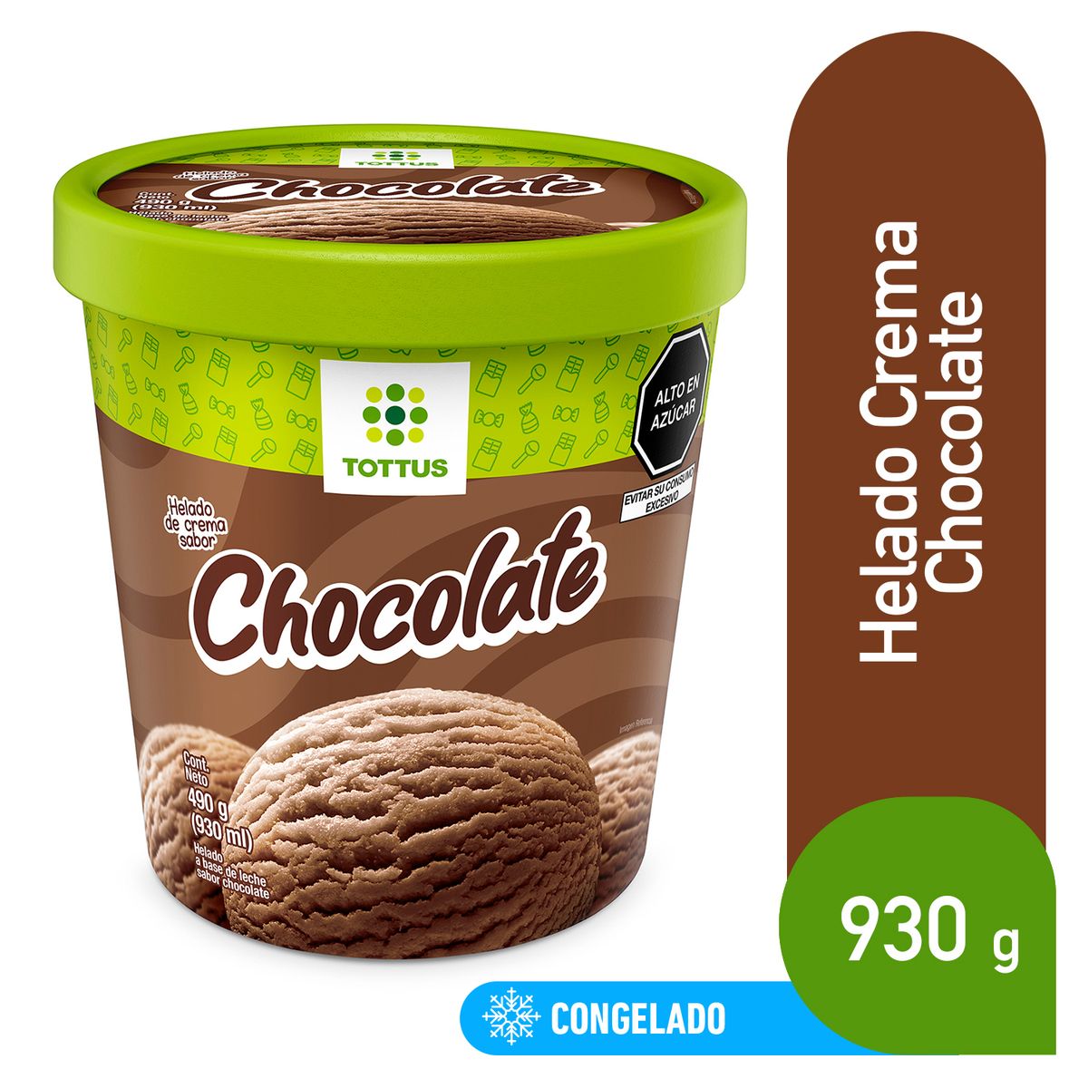 TOTTUS - Helado de Crema Chocolate Tottus Pote 930 mL