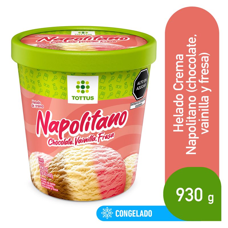 TOTTUS - Helado Crema Napolitano Tottus 930 mL