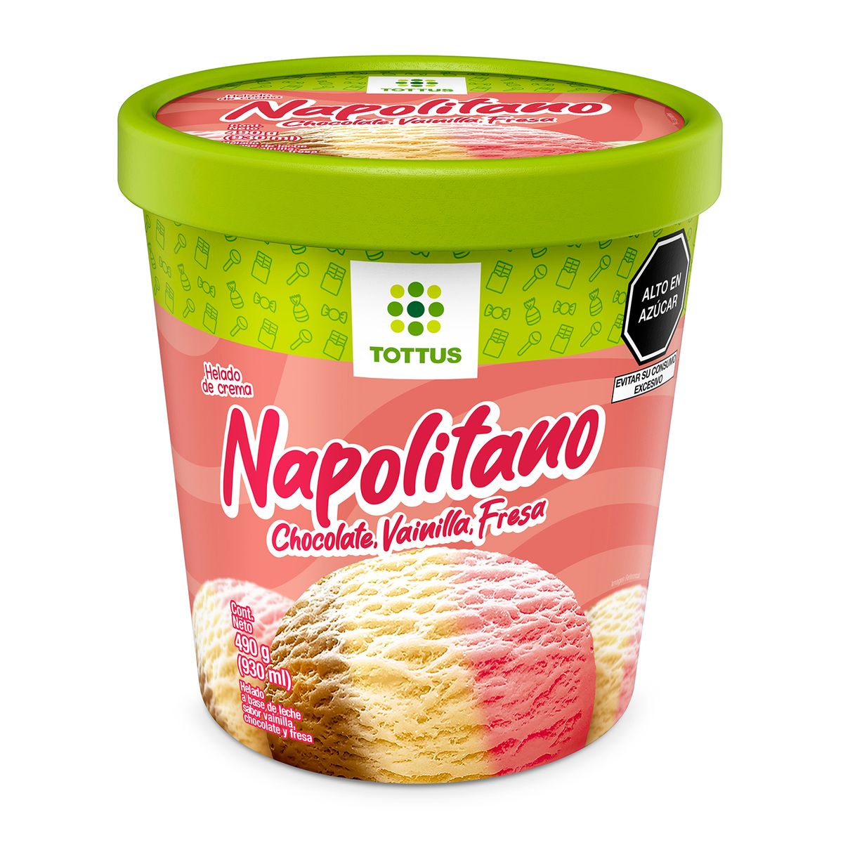 TOTTUS - Helado de Crema Napolitano Tottus Pote 930 mL