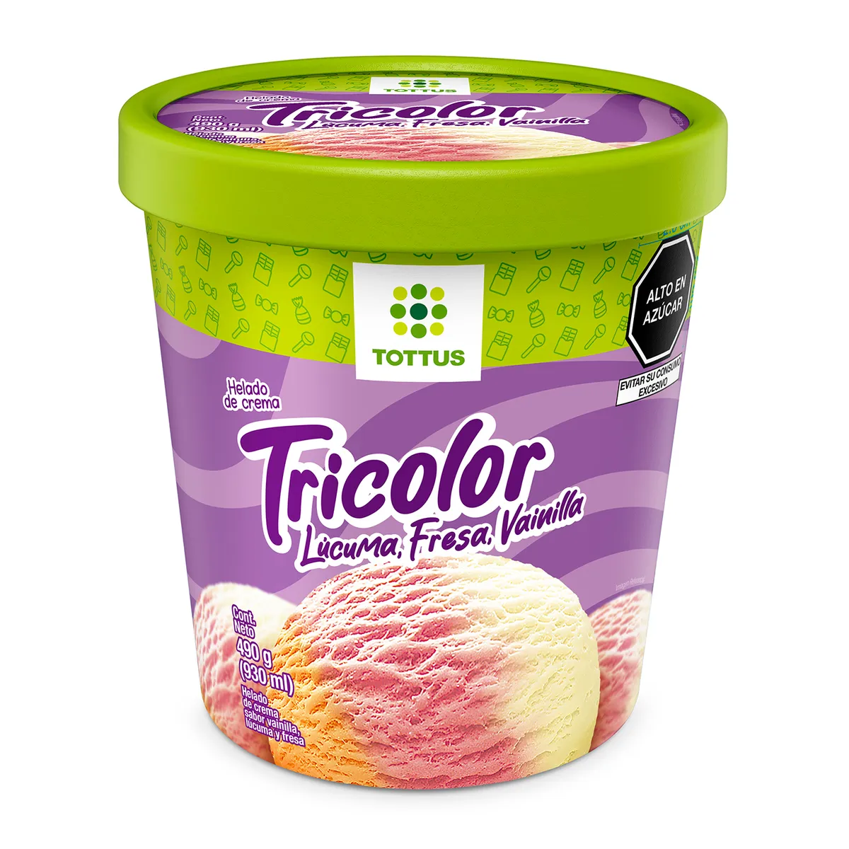 TOTTUS - Helado de Crema Tricolor Tottus Pote 930 mL