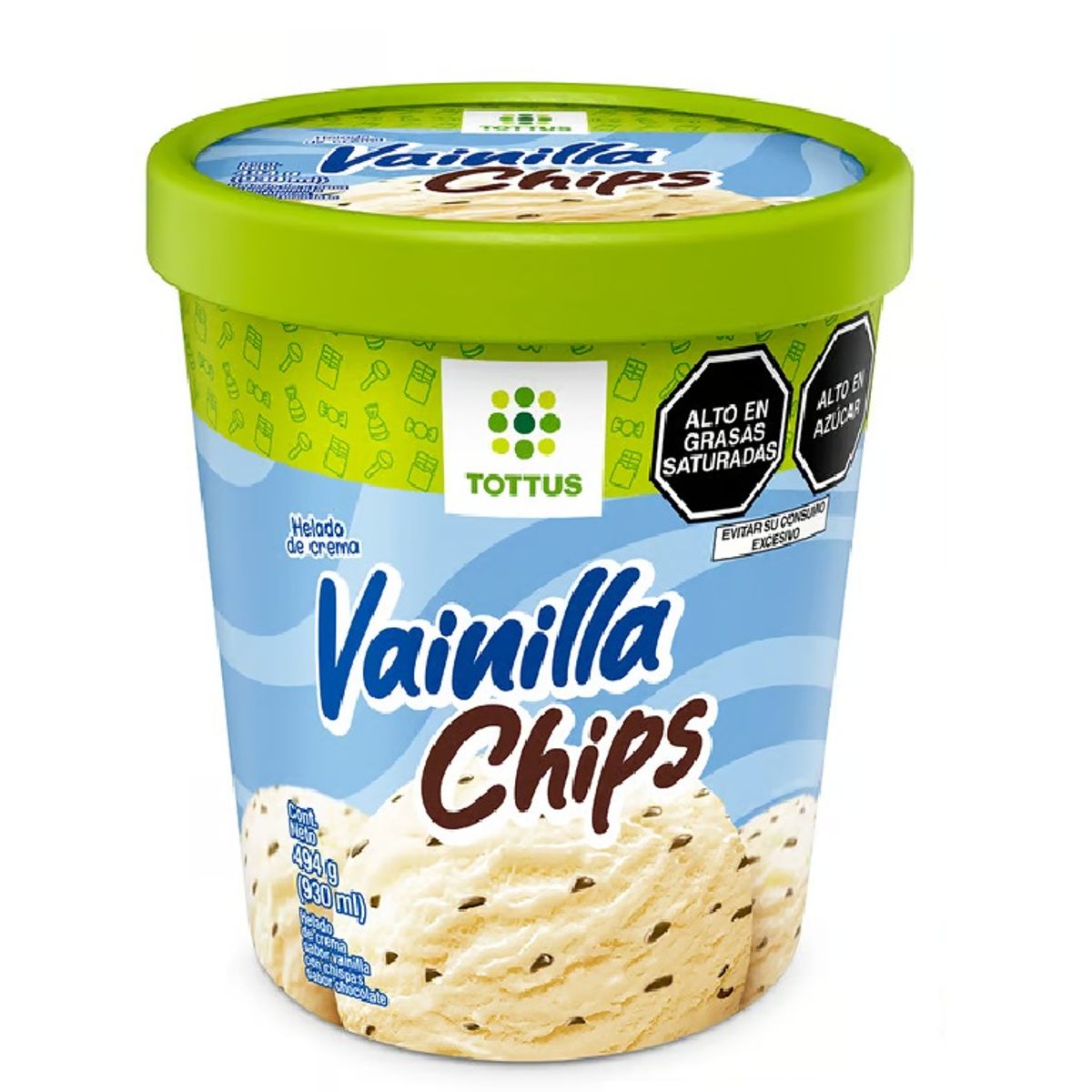 TOTTUS - Helado de Crema Vainilla Chips Tottus Pote 930 mL