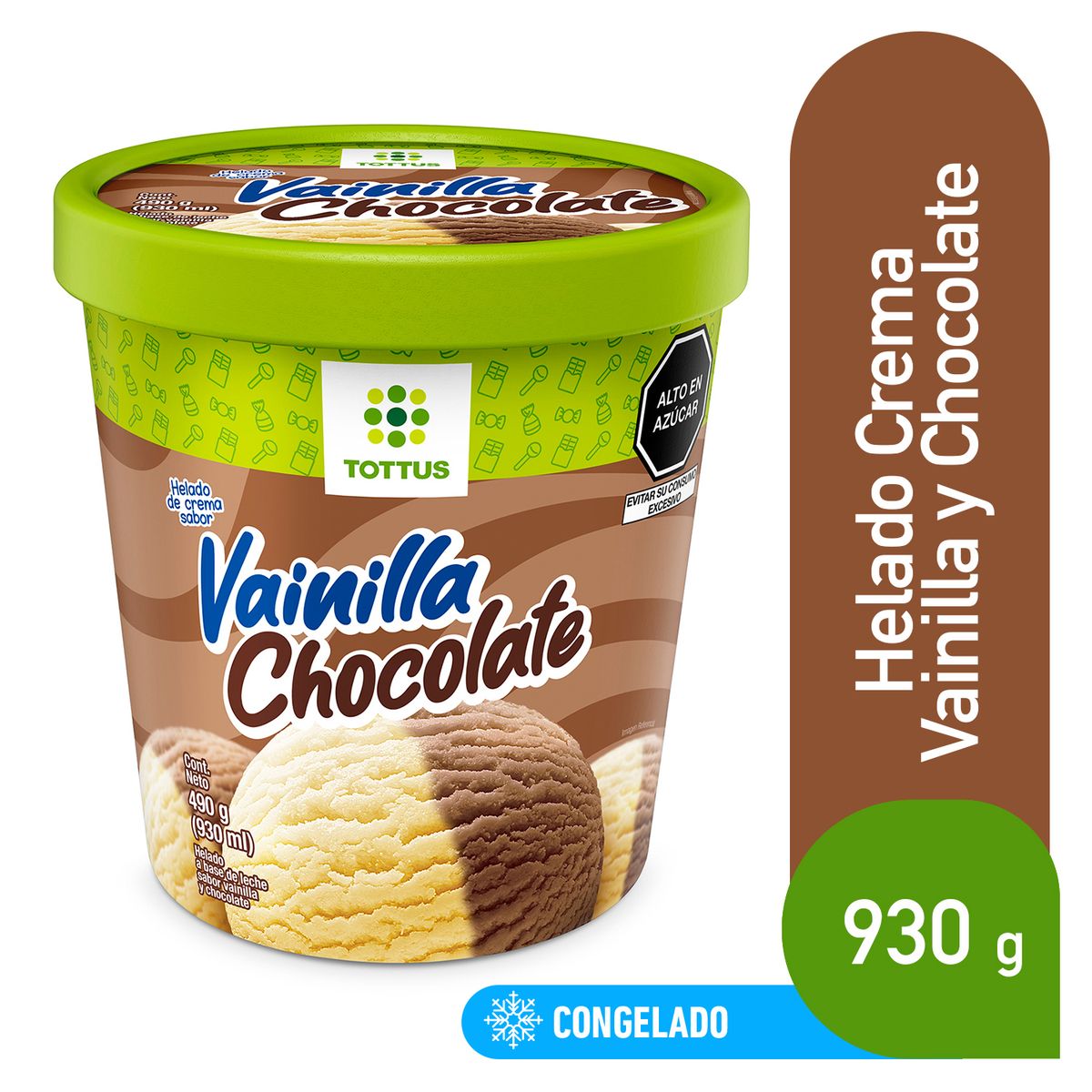 TOTTUS - Helado de Crema Vainilla Chocolate Tottus Pote 930 mL