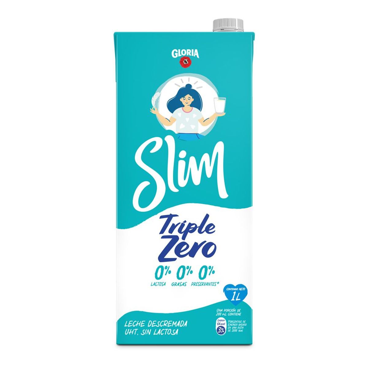 GLORIA - Leche UHT Gloria Slim Triple Zero Caja 1 L