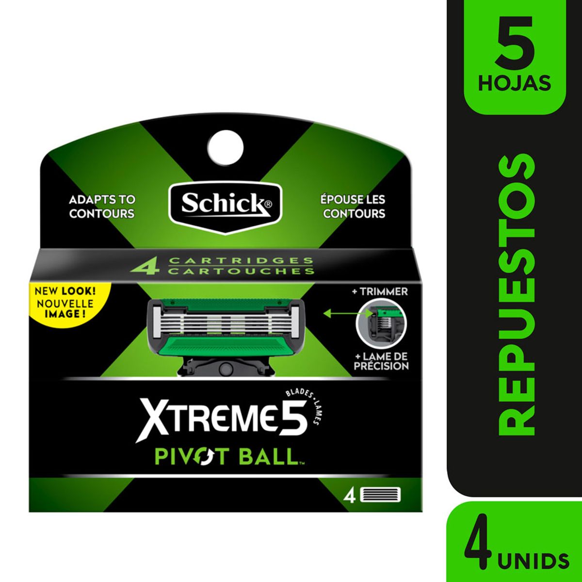 SCHICK - Repuesto Máquina de Afeitar Schick Xtreme Pivot Ball Caja 4 Und