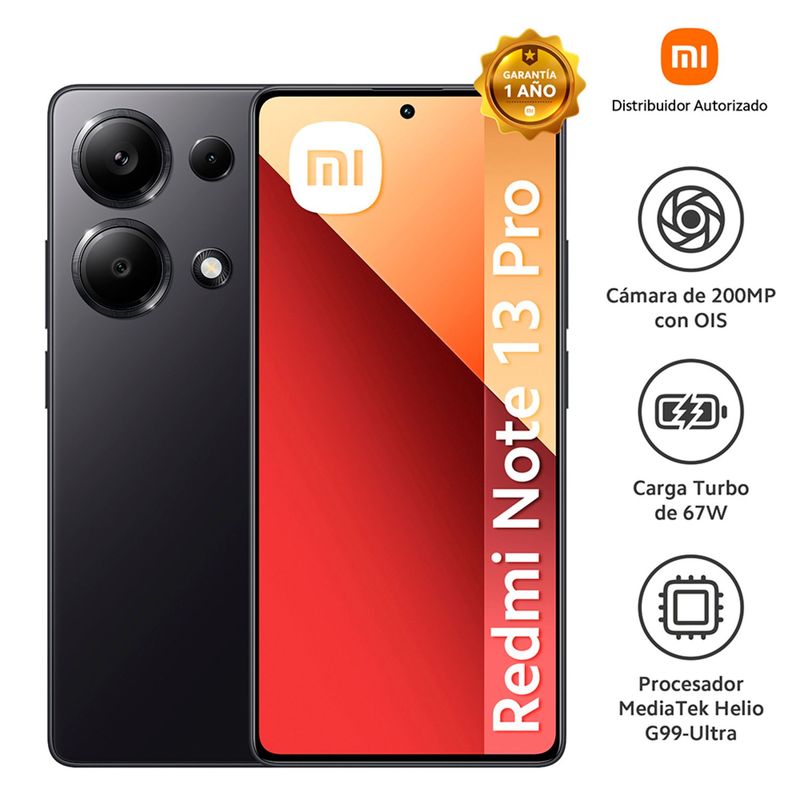 Xiaomi - Smartphone Redmi Note 13 Pro Negro 8Gb 256G