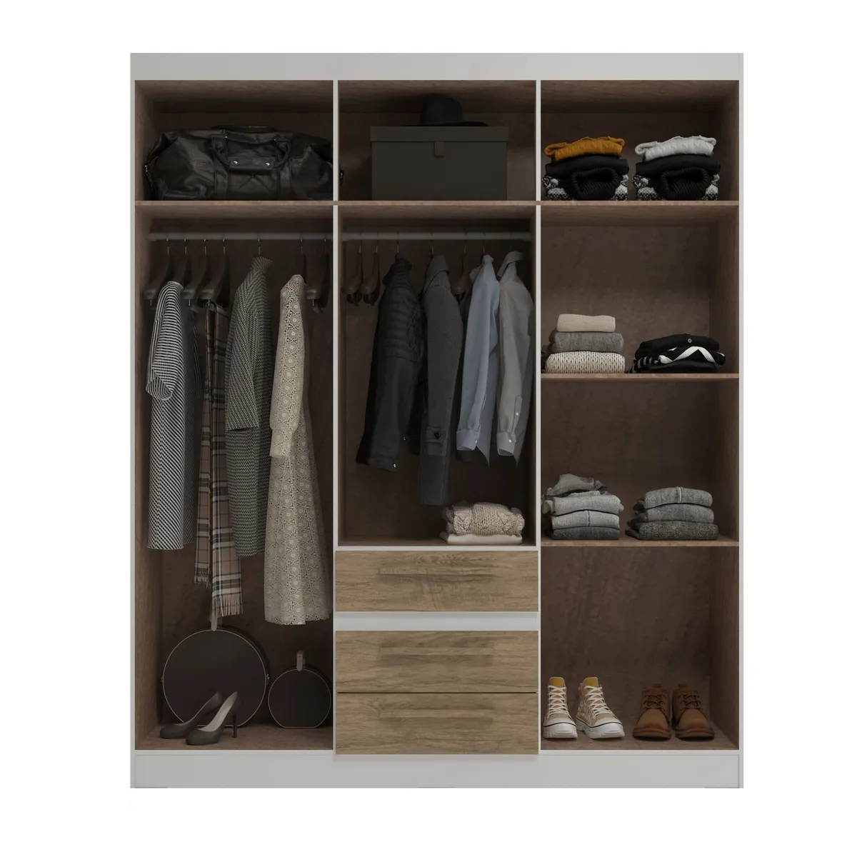 CASA JOVEN - Ropero 6 Puertas 3 Caj White Off Wood