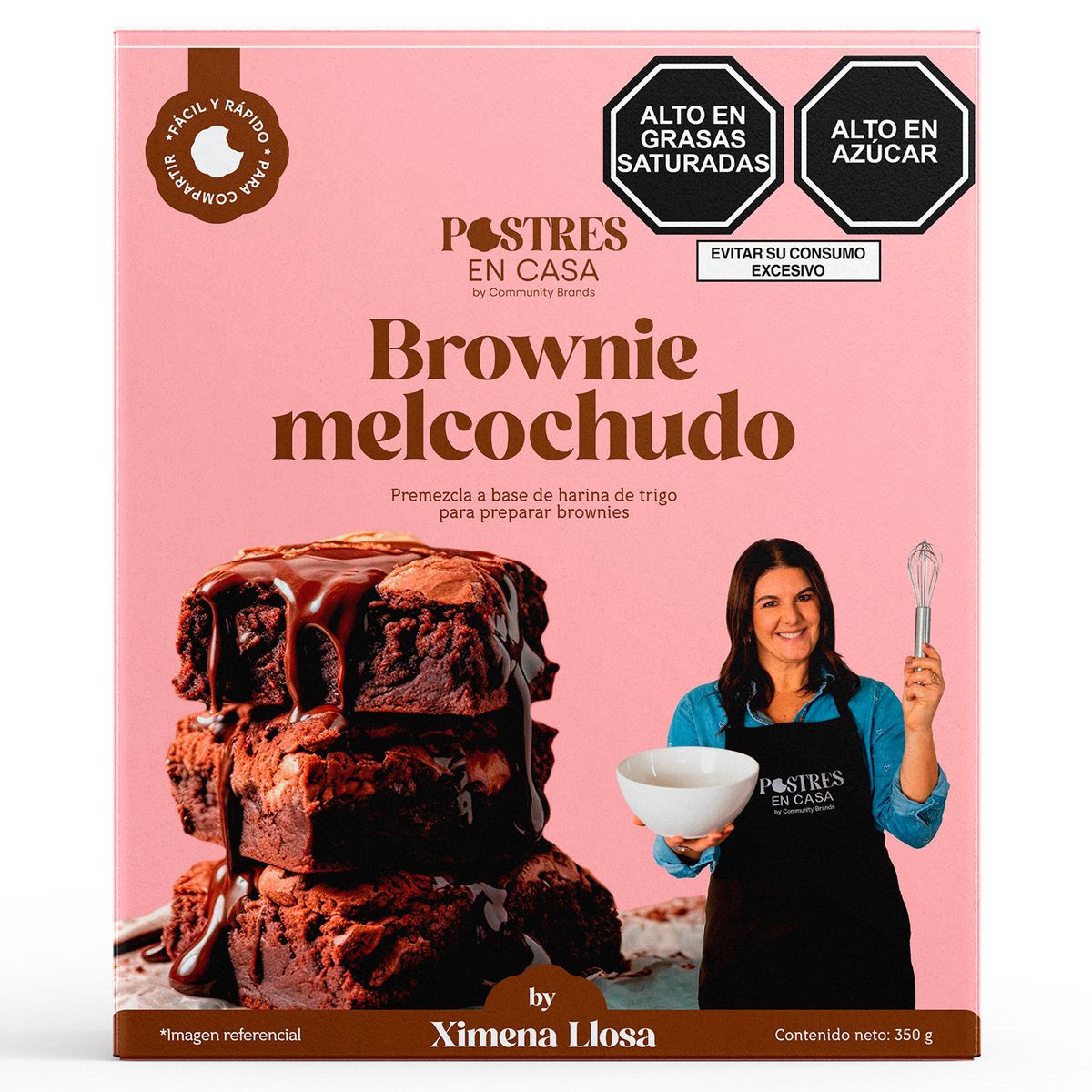 POSTRES EN CASA - Premezcla Brownie Melcochudo 350 g
