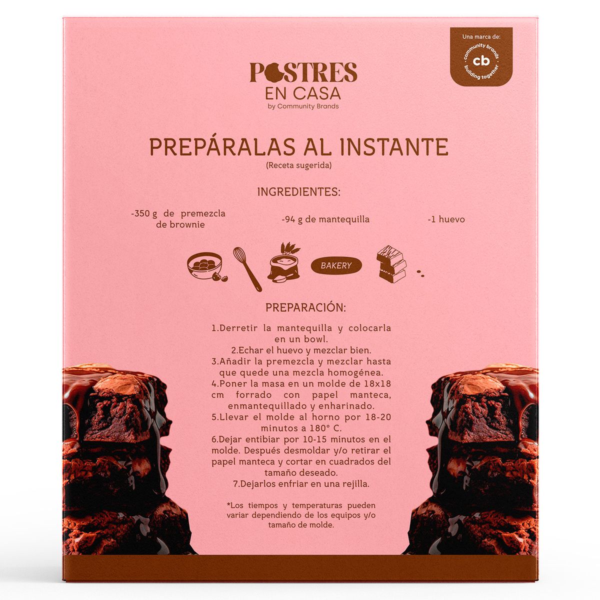 POSTRES EN CASA - Premezcla Brownie Melcochudo 350 g