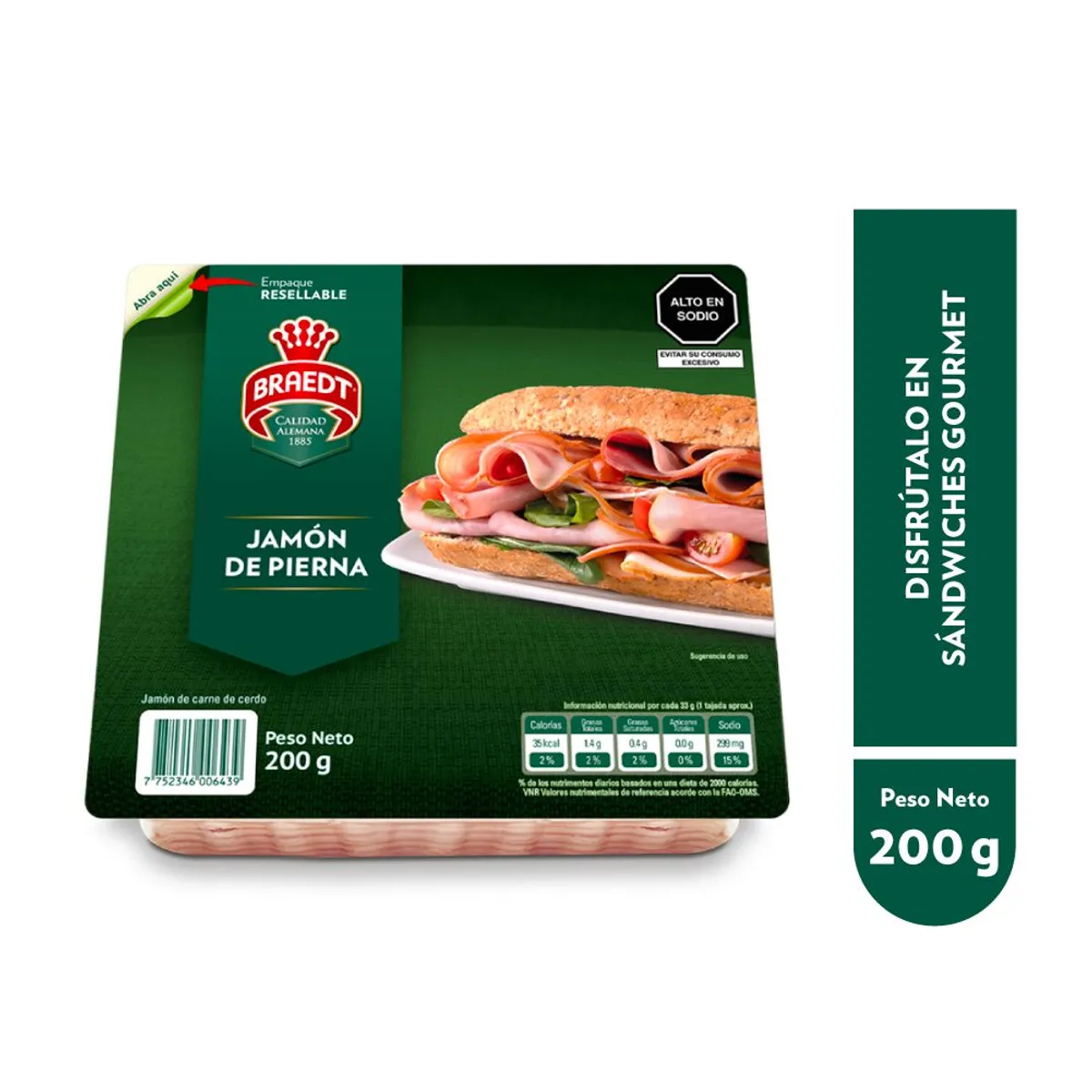 BRAEDT - Jamón de Pierna Braedt Empaque 200 g