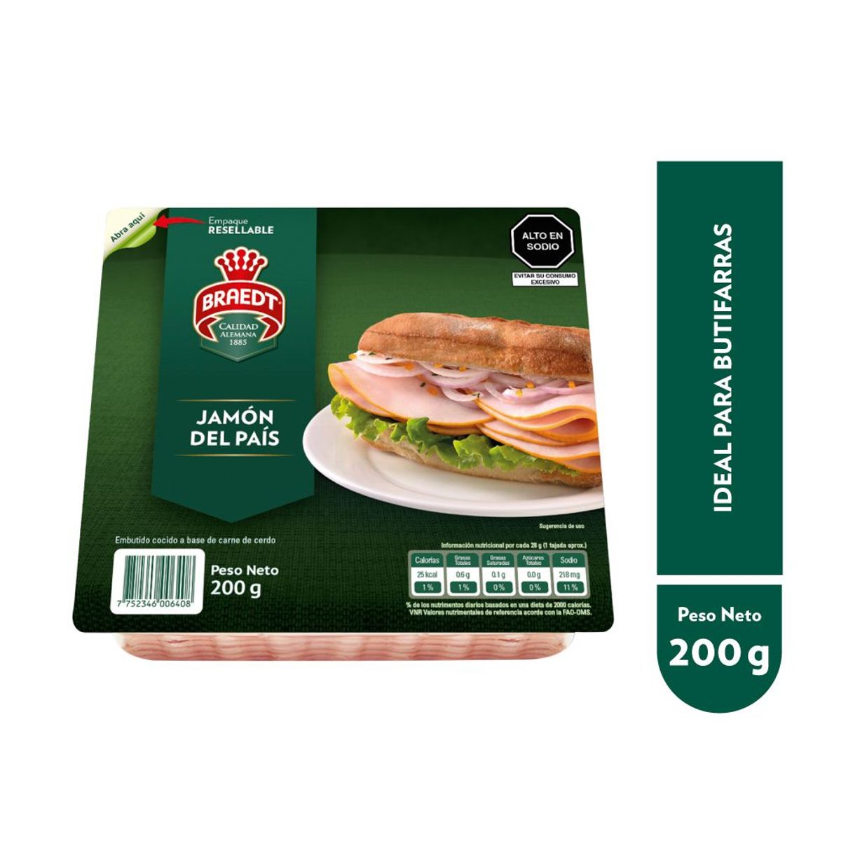 BRAEDT - Jamón del País Braedt Empaque 200 g