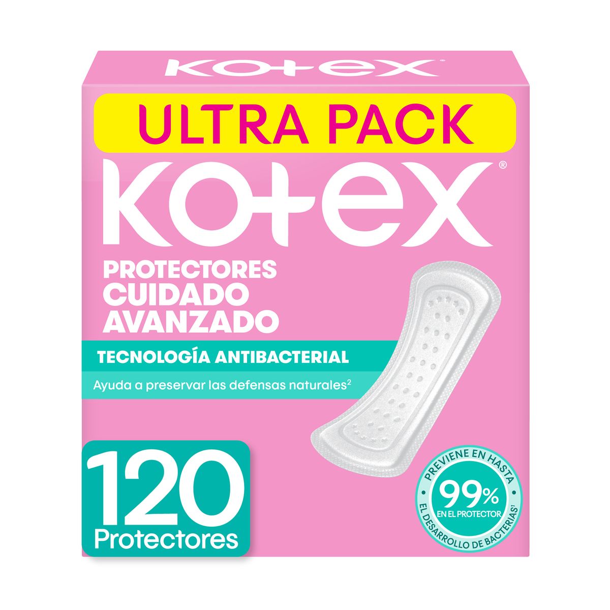 KOTEX - Protector Diario Kotex Antibacterial Caja 120 Und