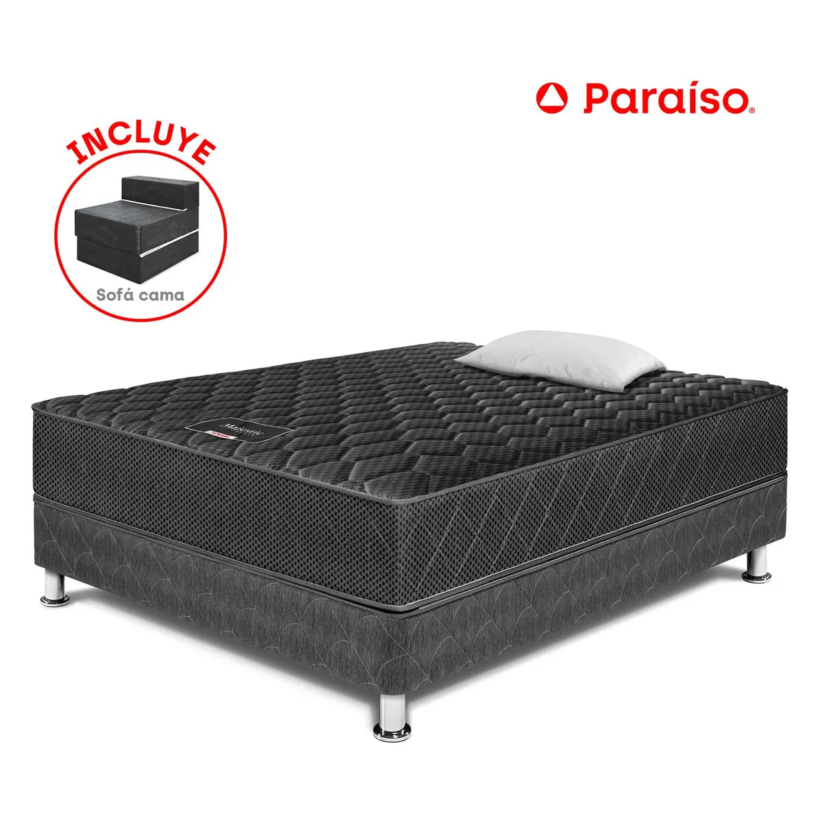 PARAISO - Cama Majestic Black + Sofa 1.5 Plazas