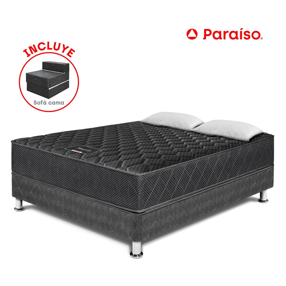 PARAISO - Cama Majestic Black + Sofa 2 Plazas